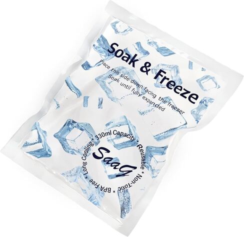عبوات ثلج SaaG Soak & Freeze لصندوق التبريد - عبوة من 5 أو 10 قطع لصندوق الغداء أثناء السفر والتخييم - مناسبة لأكياس التبريد وصناديق الغداء - تحافظ على الطعام طازجًا وباردًا in Saudi Arabia