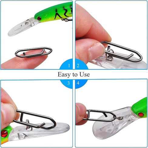 50PCS Fishing Clips, High Strength Stainless Steel Snap Swivels Fishing Tackle, Power Fishing Clip Connector Snaps Swivel for Saltwater Freshwater Lure Quick Change in Kuwait