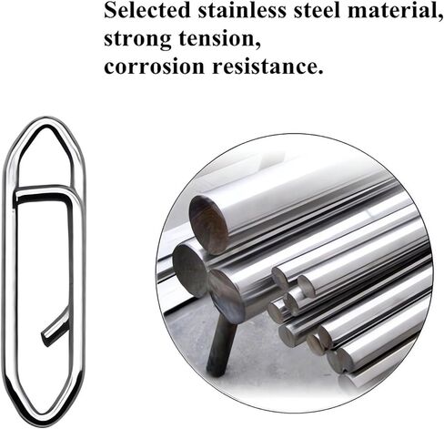 50PCS Fishing Clips, High Strength Stainless Steel Snap Swivels Fishing Tackle, Power Fishing Clip Connector Snaps Swivel for Saltwater Freshwater Lure Quick Change in Kuwait