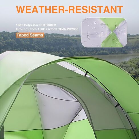 10-Person Tents for Camping,Large Family Camping Tents with Rainfly,Big Tents with Vestibule,Double Layer,Waterproof,Easy Setup Dome Tents for Outdoor Camping,Party,(18ft x 9.8ft x78 in) in Saudi Arabia