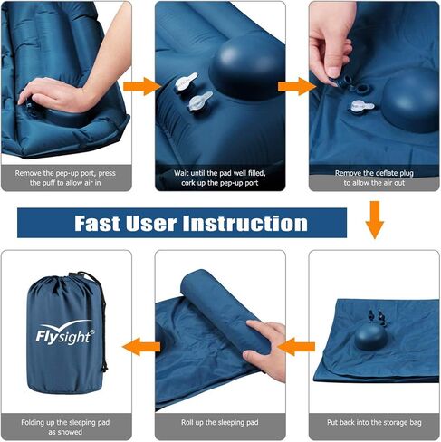Camping Sleeping Pad for Backpacking Self Inflating Built-in Pump Ultralight Sleeping Pad for Camping with Pillow Durable Waterproof Air Camping Mats for Sleeping Hiking Travelling in Saudi Arabia