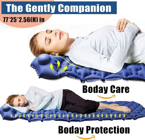 Camping Sleeping Pad for Backpacking Self Inflating Built-in Pump Ultralight Sleeping Pad for Camping with Pillow Durable Waterproof Air Camping Mats for Sleeping Hiking Travelling in Saudi Arabia