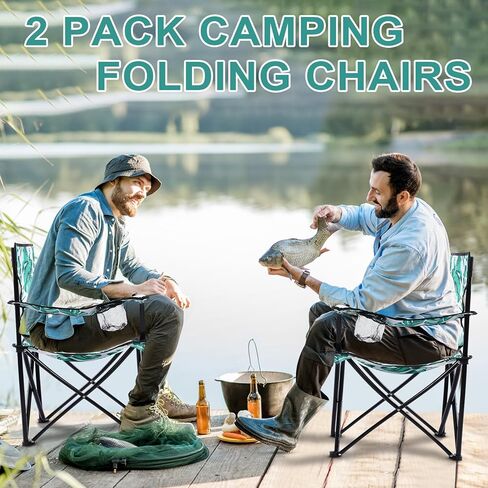 قطعتان من كرسي التخييم القابل للطي مع حقيبة حمل خفيفة الوزن وقابلة للطي كرسي الحديقة في الهواء الطلق مع حامل أكواب وكراسي الشاطئ للمناسبات الرياضية الخارجية وصيد الأسماك (وردي، فلامنغو) in Kuwait