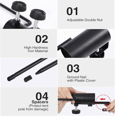 REDCAMP 2 حزمة حامل قضيب خيمة التخييم مع حصص، خيمة محمولة أعمدة أنبوبية ثابتة حامل خطاف خفيف وحقيبة تخزين in Kuwait