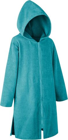 Weecreeture Hooded Towel Poncho with Zipper and Pocket, Surf Poncho for Men and Women, Beach Bath Changing Robe Cover Up Dark Gray M in Saudi Arabia