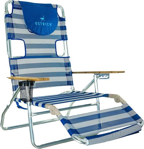 Ostrich 3N1 Lightweight Lawn Beach Reclining Lounge Chair with Footrest, Outdoor Furniture for Patio, Balcony, Backyard, or Porch, Blue in Saudi Arabia