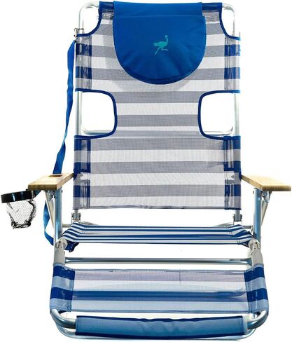 Ostrich 3N1 Lightweight Lawn Beach Reclining Lounge Chair with Footrest, Outdoor Furniture for Patio, Balcony, Backyard, or Porch, Blue in Saudi Arabia