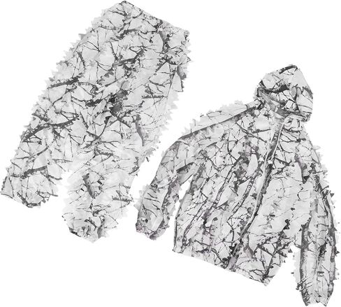 بدلة أوراق الشجر ثلاثية الأبعاد من Ghillie، مجموعة سترات وسراويل مموهة من الثلج البري للصيد في الهواء الطلق in Kuwait