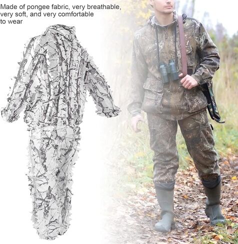 بدلة أوراق الشجر ثلاثية الأبعاد من Ghillie، مجموعة سترات وسراويل مموهة من الثلج البري للصيد في الهواء الطلق in Kuwait