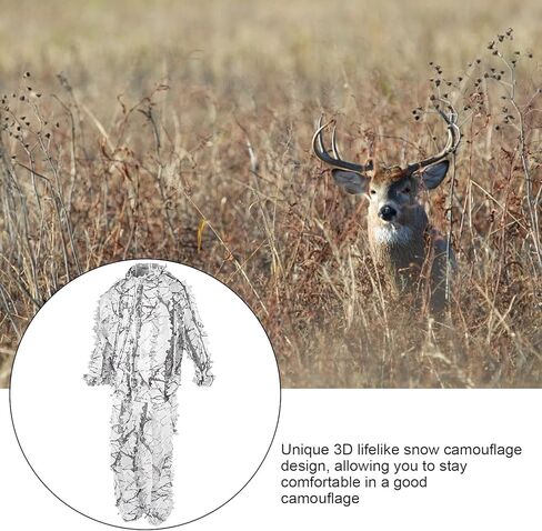 بدلة أوراق الشجر ثلاثية الأبعاد من Ghillie، مجموعة سترات وسراويل مموهة من الثلج البري للصيد في الهواء الطلق in Kuwait