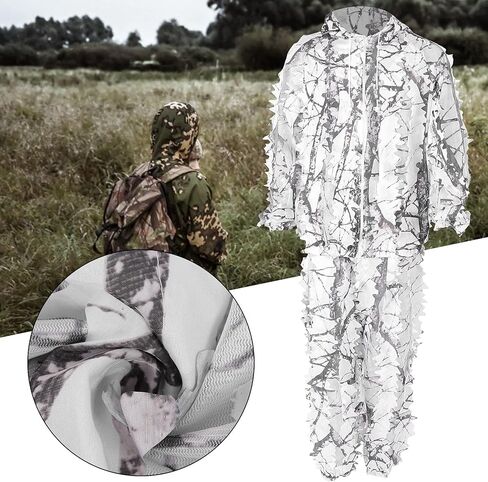 بدلة أوراق الشجر ثلاثية الأبعاد من Ghillie، مجموعة سترات وسراويل مموهة من الثلج البري للصيد في الهواء الطلق in Kuwait