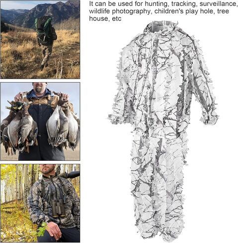 بدلة أوراق الشجر ثلاثية الأبعاد من Ghillie، مجموعة سترات وسراويل مموهة من الثلج البري للصيد في الهواء الطلق in Kuwait