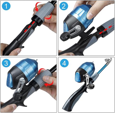 PLUSINNO Kids Fishing Pole,Portable Telescopic Fishing Rod and Reel Full Kits, Spincast Youth Fishing Pole Fishing Gear for Kids, Boys in Saudi Arabia