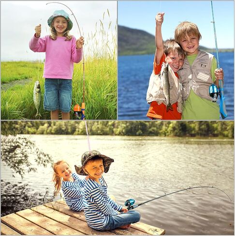 PLUSINNO Kids Fishing Pole,Portable Telescopic Fishing Rod and Reel Full Kits, Spincast Youth Fishing Pole Fishing Gear for Kids, Boys in Saudi Arabia
