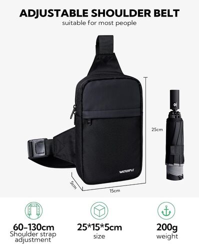 WATERFLY Mini Sling Crossbody Bag: Dual Pocket Small Shoulder Bag Lightweight Casual Phone Chest Bag Daypack for Travel in Saudi Arabia