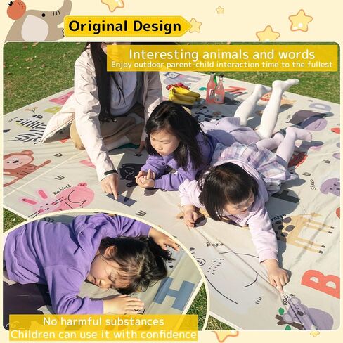HIKEMAN Pocket Picnic Blanket Beach Blanket - Mini Waterproof Camping Blanket,Lightweight Outdoor Blanket with Hand Strap for Picnics Beach Hiking Camping Travel (Animal Type, L) in Saudi Arabia