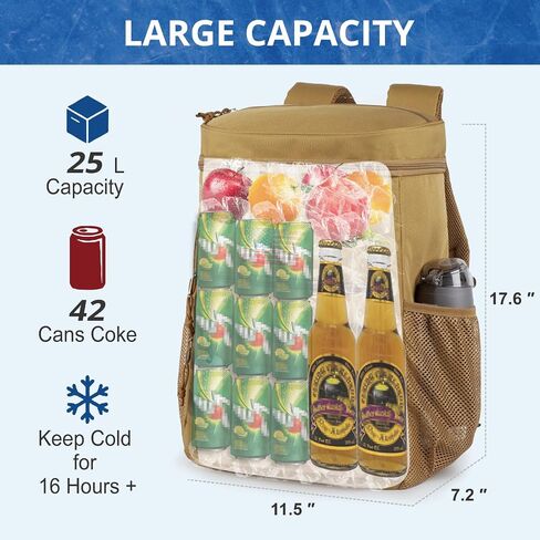 Tactical Backpack Cooler for Men, 25L Large Insulated Backpack Leak-Proof, Heavy Duty Lunch Backpack, Waterproof Ice Chest Bag Women Adults Work Daytrip Camping Beach Hiking in Saudi Arabia