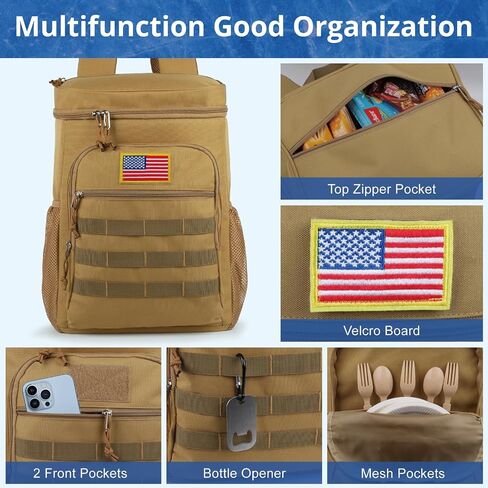 Tactical Backpack Cooler for Men, 25L Large Insulated Backpack Leak-Proof, Heavy Duty Lunch Backpack, Waterproof Ice Chest Bag Women Adults Work Daytrip Camping Beach Hiking in Saudi Arabia