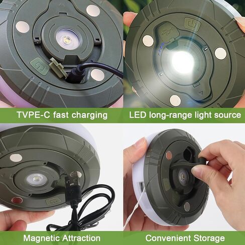 Mopoin Camping String Lights,2 in 1 USB Rechargeable Camping Lanterns 32.8Ft, Portable Camping Stowable Lights,Adjustable Brightness 8 Modes for Hiking Camping in Saudi Arabia