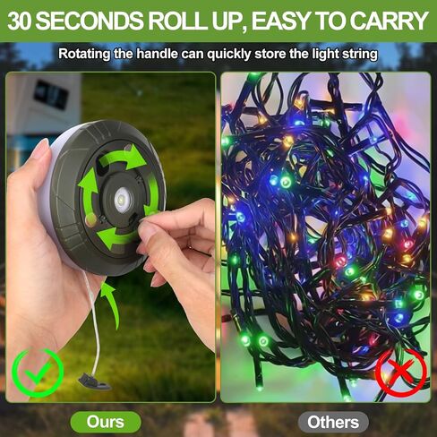 Mopoin Camping String Lights,2 in 1 USB Rechargeable Camping Lanterns 32.8Ft, Portable Camping Stowable Lights,Adjustable Brightness 8 Modes for Hiking Camping in Saudi Arabia