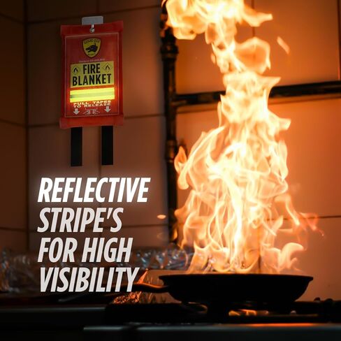 Guard Dog Security Fire Blanket with Reflective Strip & Hooks - Emergency Fire Blanket for Home and Kitchen, Fire Safety Blanket for Camping, Fireplace, Grill, BBQ, Car, Fire Retardant Blanket in Saudi Arabia