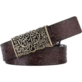 Ladies' Vintage Belt-Genuine Leather,Adjustable Sizing,Timeless Design for Dresses,Skirts,and Jeans, Retro Elegance