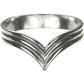 Sterling Silver V Triple Band Chevron Ring 8mm Italy Italian