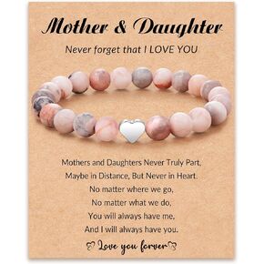 Valentines Day Birthday Gifts for Mom | Grandma | Mother Daughter | Grandma Granddaughter | Nana - Length at 7.2 inches Pink Zebra Stone Bracelet