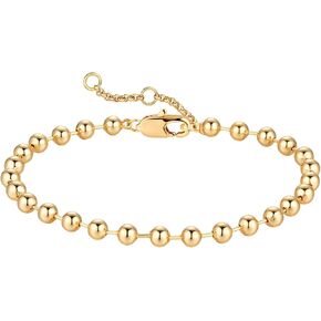 Valloey Rover Dainty Gold Link Chain سوار للنساء 14K مطلية بالذهب بسيطة حساسة حبة الكوبية ربط سوار اليدوية الحد الأدنى المجوهرات