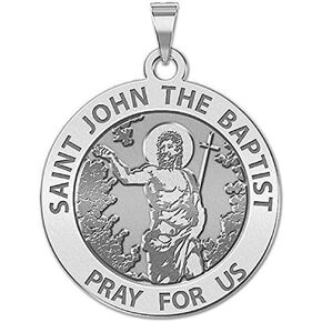 PicturesOnGold.com Saint John The Baptist Religious Medal - 3/4 Inch Size of a Nickel - Sterling Silver