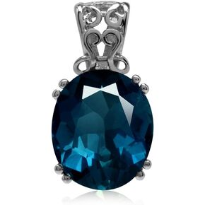 Silvershake Huge 12x10mm Oval Shape 925 Sterling Silver Filigree Solitaire Pendant