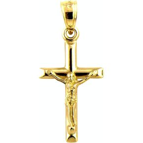 LooptyHoops 14k Gold Crucifix Cross Pendant Charm