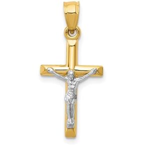 LooptyHoops 14k Gold Crucifix Cross Pendant Charm
