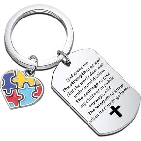 PLITI Autism Awareness Keychain Autism Puzzle Piece Charm ASD Support Gift Autism Awareness Jesus