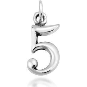 AeraVida Trendy .925 Sterling Silver Number '5' Pendant Charm | Simple Numerical Pendant for Women | DIY Number Accessory