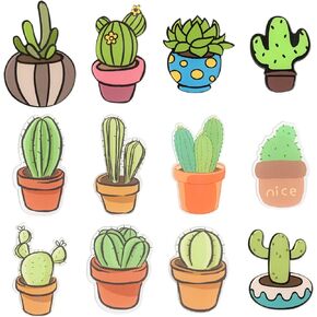 Ornaland 12 Pcs Cactus Plant Enamel Brooch Pin Set Cute Acrylic Lapel Pins Cartoon Cactus Badges Brooch for Clothes Hats Bags Backpacks