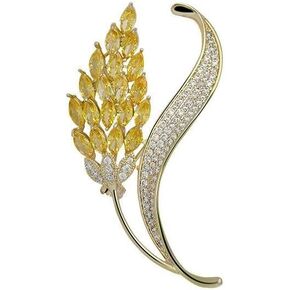Wheat Ear Brooch Wheat Rhinestone Brooches for Women Girls Gold Plated Lapel Pins Birthday Gift Jewelry Gifts for Her