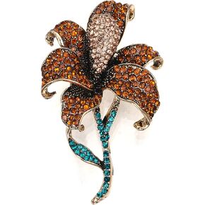 EVER FAITH Wedding Rhinestone Crystal Orchid Brooch Pin, Vintage Inspired Flower Teardrop Brooch for Women
