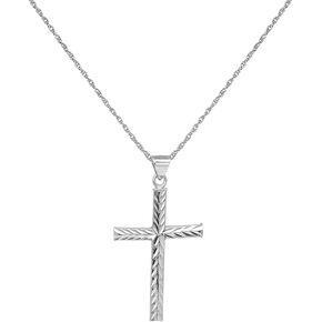 Savlano 925 Sterling Silver Diamond Cut Cross Pendant Silver Rope Chain Necklace For Women & Men Religious Jewelry - Made in Italy Comes With a Gift Box