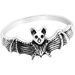 AeraVida Stylishly Spooky Nocturnal Bat .925 Sterling Silver