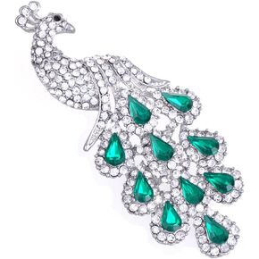 Alilang Antique Inspired Shine Crystal Rhinestone Peacock Bird Animal Brooch Pin
