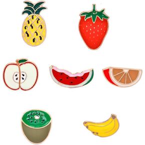VEINTI+1 Fruit Enamel Pins Cute Watermelon Strawberry Cartoons Ornaments Vegetables Pins Backpacks for Teen/Girl's Gift(7 pcs Fruit)