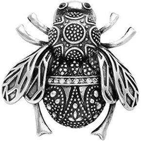 NOUMANDA Antique Silver Plated Bumble Bee Brooch Pin for Women