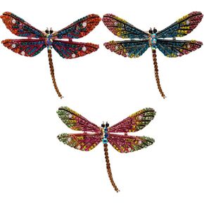 Happyyami Wedding Decor 3Pcs Dragonfly Rhinestone Brooch Alloy Crystal Animal Brooch for Lapel Clothes Hat Bag Decoration Party Festival Wedding Jewelry(Assorted Color) Wedding Decorations