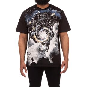 Billionaire Boys Club Clothing Men Knit Tee BB Galaxy Screen Printed Short Sleeve Crew Neck Oversized T-Shirt