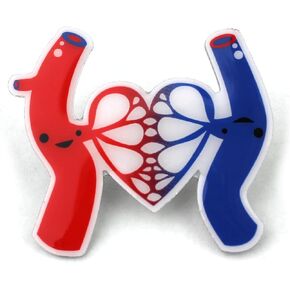 I Heart Guts Artery & Vein Lapel Pin - Life’s Bloody Great - Funny Blood Donor Gift - Cute Hematology Phlebotomy Pins for Badge Reel - Blood Character Art
