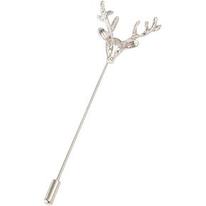 Vintage Deer Head Elk Brooch Pins Gold Silver Plated Long Pins with Cute Animal Antlers Brooch Jewelry for Women Men