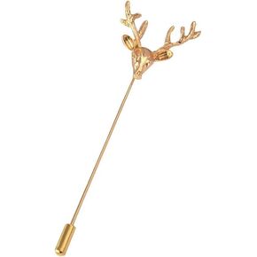 Vintage Deer Head Elk Brooch Pins Gold Silver Plated Long Pins with Cute Animal Antlers Brooch Jewelry for Women Men