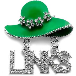 Personality Green enamel metal hat pendant hanging LINKS rhinestone jewelry brooch the links incorporated society