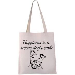 Pitbull Tote Bag Happiness is a Rescue Dog’s Smile Pitbull Dog Gifts Pitbull Lover Gifts Pitbull Owner Shoulder Bag